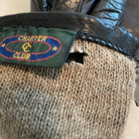 Charter Club Cashmere-Lined Leather Gloves, size Small, black w/tan cashmere - Picture 6 of 12